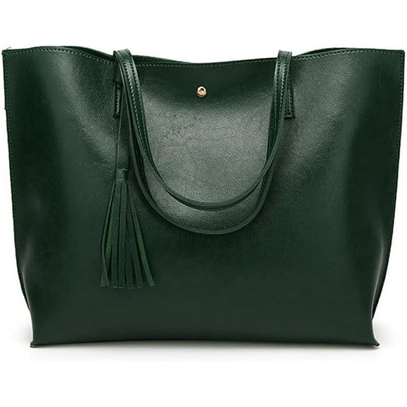 PIKADINGNIS Women’s Tote Bag Roomy Shoulder Purse Retro Commuter Work Handbag with Tassel