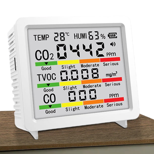 Monitor Del Aire Interior TVOC Temperatura Humedad CO CO2 para El Coche () Blanco