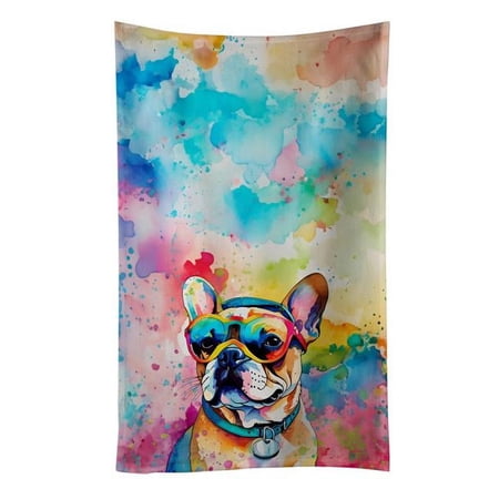 French Bulldog Hippie Dawg Kitchen Towel 15 in x 25 in