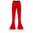 thumbnail image 5 of DPOIS Women's Velvet Christmas Miss Santa Pants Faux Fur Trim Flare Trousers Red 3XL, 5 of 7