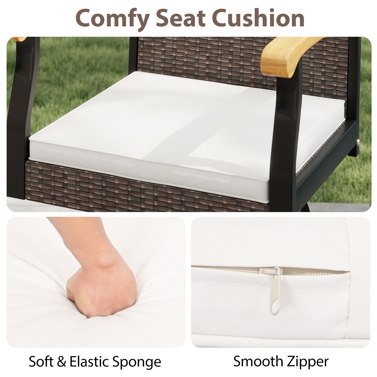 Gymax Outdoor Rattan 360 degree Swivel Bar Stool w/ Removable Cushion Footrests