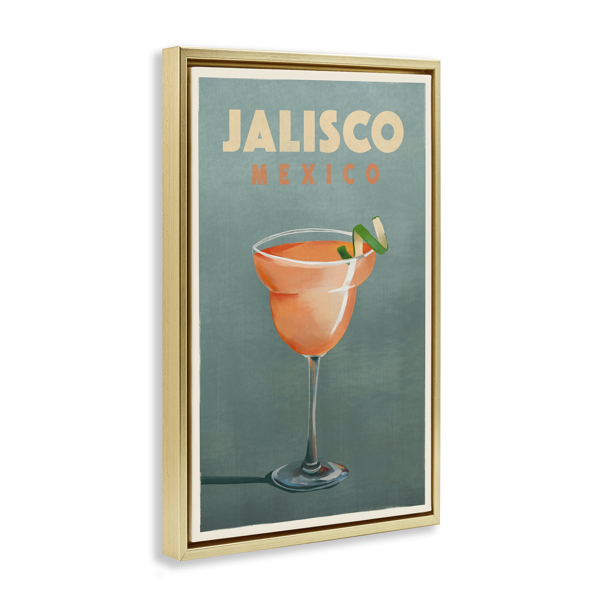 Stupell Industries Jalisco Mexico Cocktail Food & Beverage Painting Gold Floater Framed Canvas Art Print Wall Art, 17 x 25