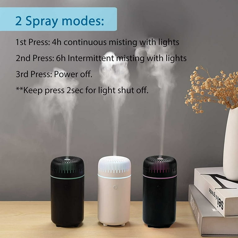 Car Diffuser for Essential Oils Car Humidifier Diffuser Car Air Fresheners  Aromatherapy Diffusers Cool Mist Portable with 7 Color Flame Lights for Car