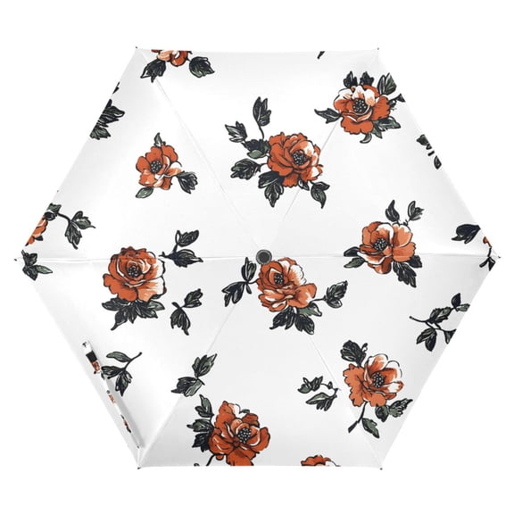 ALAZA Flower Rose UPF 50 Compact Folding Umbrella for Rain Travel Umbrella Packable
