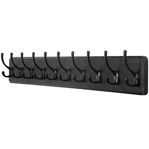 Perchero Pared Negro SKOLOO Largo 38.6 Gancho Pino 10 Ganchos Ropa
