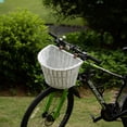 thumbnail image 2 of White Wicker Front Cargo Bike Basket - Perfect for Riders of All Ages and Genders - for Beach Cruiser, Stationary Bike, E-bike, or Road Bike with Stylish Faux Leather Straps, 2 of 2