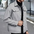 thumbnail image 3 of Men's Trendy Lapel Woolen Coat Solid Color Casual Sports Business Jacket for Fall Winter Office Wear Christmas Holiday,Light Gray,M, 3 of 5