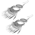 thumbnail image 5 of Pendiente vintage flor nacional tallada aleación de plata borla pendientes exagerados para mujer, 5 of 5