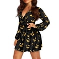thumbnail image 2 of Yuyamidu Spooky Pumpkin Dress Fall A Line Dresses with Lantern Sleeve for Women Party Dress Size XL Halloween V Neck Midi Dress Casual High Waistline Dress Daily Wear Clothes, 2 of 7