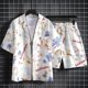 thumbnail image 4 of Conjuntos de camisas para hombre, conjuntos de playa blancos, conjunto de 2 piezas, conjunto coreano de dos camisetas, pantalones cortos, trajes para hombre, elegantes, 5xl, elásticos, sueltos, fresco, 4 of 5