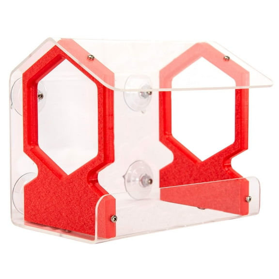 JCs Wildlife Geometric Diner 9 Window Feeder (Red) - Holds 3 Cups of Bird Seed