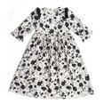 thumbnail image 2 of GDREDA Tenues d'Été pour Filles Robe à Manches Longues à Fleurs Décontractée Robes Imprimées à Fleurs Robe à Taille Nouée pour Enfants Robe Maxi Tenues et Ensemble pour Filles Noir, 13-14 Ans, 2 of 9