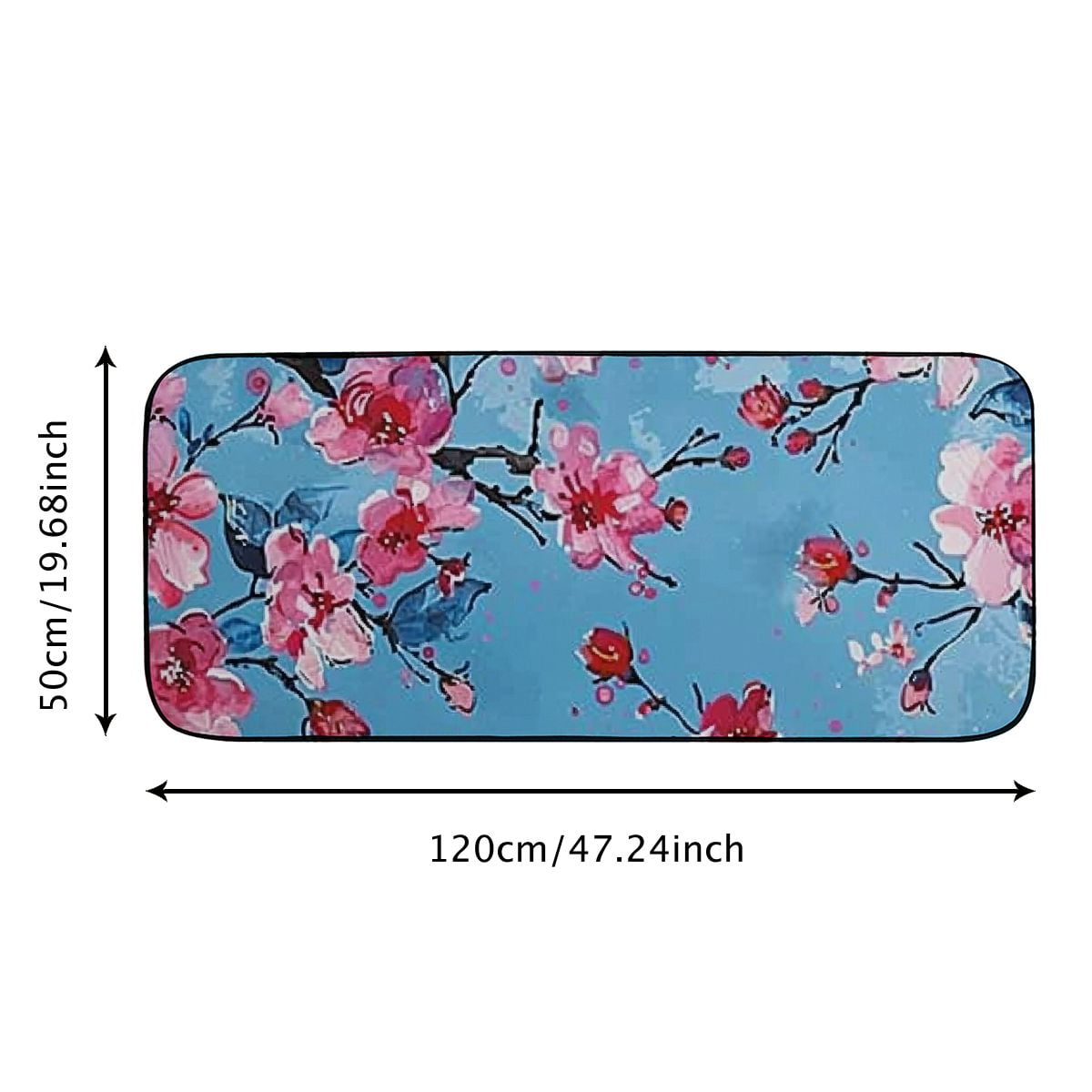 Heduofu Front Door Mat Welcome Mat, Elegant Flower Blooming Non-Slip Absorbent Indoor Door Mats, Durable Rubber Backing Floor Doormat for Entryway, Patio, Porch, Pink Blue 19.68*47.24 in