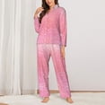 thumbnail image 2 of Pofeuu Sparkly Pink Glitter Print Womens Pajamas Set Long Sleeve Sleepwear Button Down Nightwear Soft Pj Lounge Sets Button Down Pajamas Women-Large, 2 of 7