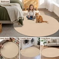 thumbnail image 6 of Khaki Solid Color Round Area Rugs Collection 5', Aesthetics Contemporary Luxury Non Slip Indoor Circular Throw Runner Rug Floor Mat Carpet for Living Room Dining Table Bedroom Nursery, 6 of 9