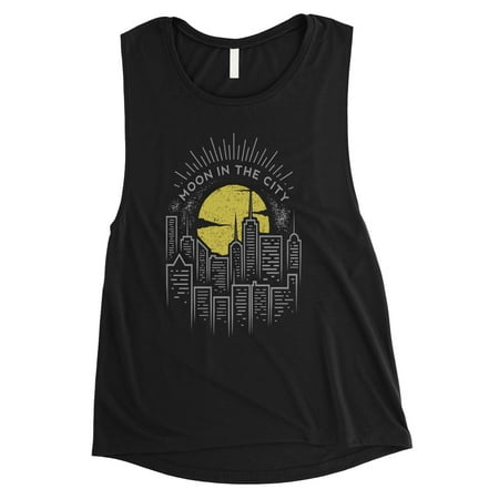 Moon In City Womens Black Muscle Shirt (Best Cities For Black Women To Live)
