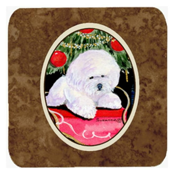Christmas Tree with Bichon Frise Foam Coasters, Set - 4