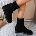 thumbnail image 4 of Lovzfmll Wide Calf Boots for Women, Stacked Mid Calf Slouchy Pointed Toe Low Heel, Flat Heel Round Toe Booties Casual Black Boots, 4 of 9