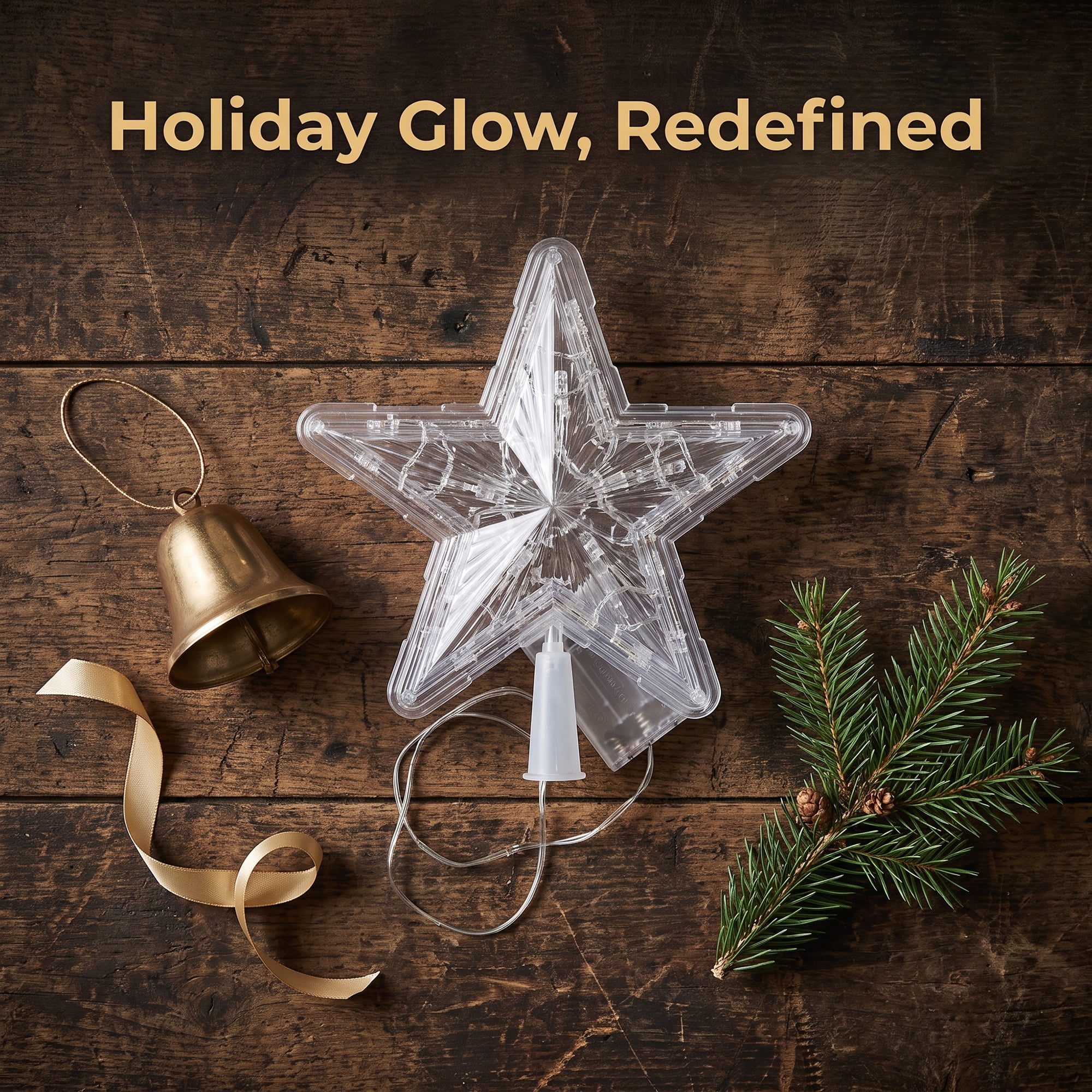 Unique Bargains Tree Finial Battery Operated Spring Mount Star Colorful Lights 7.9"