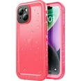 thumbnail image 1 of For Iphone 14 Waterproof Case - Ip68 Waterproof Phone Case With Built-In Screen & Lens Protector, 360 Full Body Shockproof Dustproof Case With Lanyard, For Iphone 14 (6.1") Pink[o1507], 1 of 5