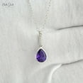 thumbnail image 4 of 2.10 Carat Pear Cut Amethyst Gemstone Natural Diamond Wonderful Bar Necklace for Women and Women Solid 18K White Gold With 18 inches Chain, 4 of 6