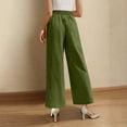 thumbnail image 6 of lcziwo Linen Pants for Women Dress Work Pants Solid Casual Straight Wide Leg Pants Trendy Summer Palazzo Pants with Pockets Limited Time Sales Army Green XXL, 6 of 7