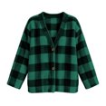 thumbnail image 4 of Ghalytn Women's Plaid V-Neck Fuzzy Fleece Cardigan, Long Sleeve Button Down Jacket with Pockets, 4 of 8