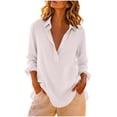 thumbnail image 5 of GERsome Button Down Shirts for Women Long Sleeve Collared V-Neck Comfy Cotton Casual Loose Fit Dressy Blouses White XL, 5 of 6