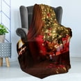 thumbnail image 4 of Christmas Soft Flannel Fleece Throw Blanket, Xmas Scene Celebrations with Tree and Gifts by the Fireplace Design Image, Cozy Plush for Indoor and Outdoor Use, 50" x 60", Red Yellow, by Ambesonne, 4 of 5