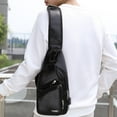 thumbnail image 1 of Feimajia - Bolso bandolera antirrobo para hombre y mujer, estilo vintage, informal, con orificio para auriculares, ideal para senderismo, acampada y excursiones al aire libre (negro), 1 of 6