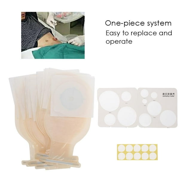Herwey 10pcs/Pack One-piece System Ostomy Bag Medicals Drainable