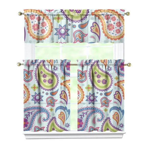 Vintage Paisley Blackout Curtains - 3-Piece Boho Room Darkening Drapes for Living Room & Bedroom