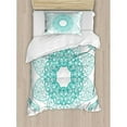 thumbnail image 3 of Orient Duvet Cover Set, Persian Style Oriental Floral Pattern with Middle Eastern Bohemian Effects, Decorative 3 Piece Bedding Set with 2 Pillow Shams, King Size, Seafoam, by Ambesonne, 3 of 3