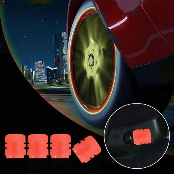 beisidaer 4Pcs Luminous Valve Caps Car Tire Valves Cap Glow In The Dark Car Motorcycle Bike Wheel Plugs Tyre Hub Cover Decor Accessories