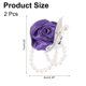 thumbnail image 2 of Uxcell 2Pcs Corsage de muñeca de flor artificial con pulseras de perlas falsas para boda, fiesta de graduación, aniversario, púrpura oscuro, 2 of 6