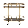 thumbnail image 3 of Baxton Studio Leighton Contemporary Glam and Luxe Gold Metal and Tempered Glass 2-Tier Wine Cart, 3 of 6