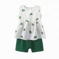 thumbnail image 4 of CAUYDY Toddler Kids Girl Clothes Baby Girls Floral Letter Graphic Top + Shorts 2Pcs Infant Girls Summer Short Set Newborn Girls Pjs Sets 9-18M 2T 3T 4T 5T (Sizes 12-18 Months,D1-Green), 4 of 4