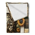 thumbnail image 2 of Ambesonne Leopard Fleece Throw Blanket Farmhouse Sunflowers Rustic 70"x90" Earth Yellow and Caramel, 2 of 5
