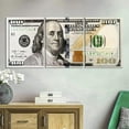 thumbnail image 3 of Hieng Dollar Money Canvas Wall Art Decor Vintage 100 Dollar Bill Motivational Poster Painting for Home Decor and Office Living Room Artwork Unframed, 3 of 6