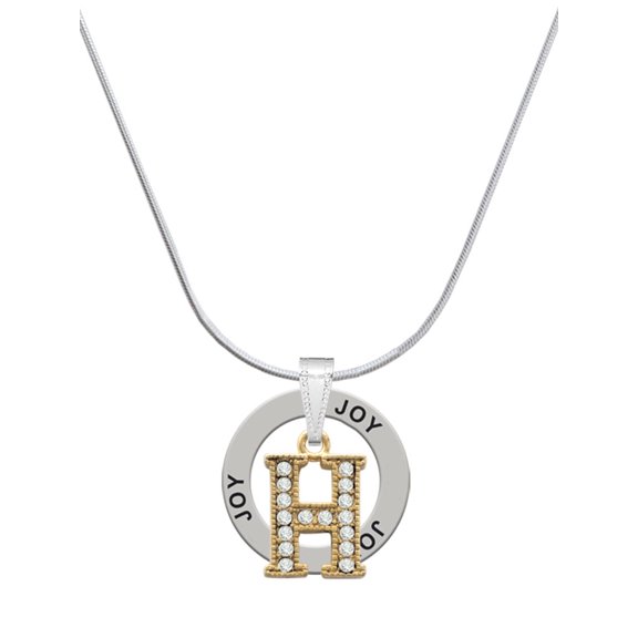 Delight Jewelry Goldtone Crystal Initial - H - Joy Ring Charm Necklace, 18"