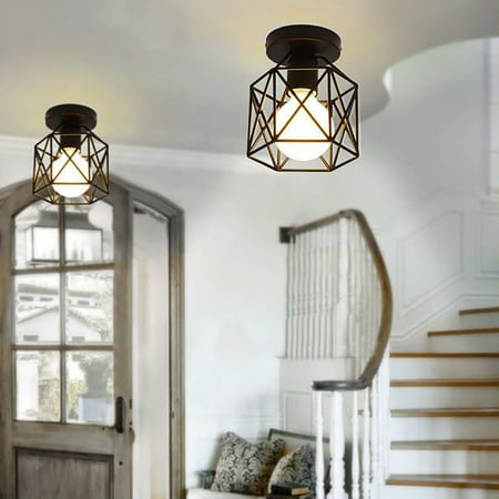 

FORYULIK Light for Outside Solar Living Room Corridor Modern and Personality Iron Art Industrial Wind Ceiling Lamp Home