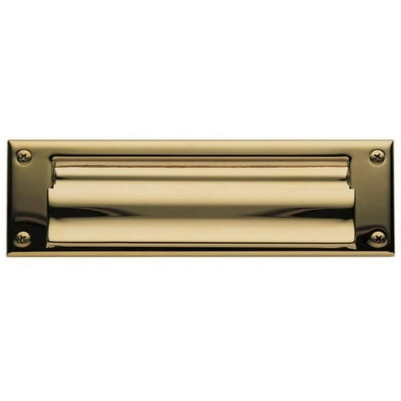 Baldwin 0015.003 Open Magazine Size Letter Box Plate, Lifetime Polished Brass