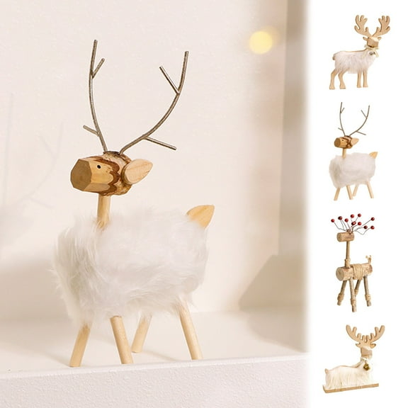 OEFNTAC Christmas Wooden Deer Ornament 11.81x3.94in Living Room Decor Holiday Tabletop Festive Reindeer Decoration