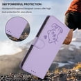 thumbnail image 5 of Wallet Leather Case For Samsung Galaxy S26 FE 5G 6.7",with Card Holder,wristband, Shockproof Kickstand Embossed Love Cat Phone Case,Light Purple,For Galaxy S26 FE 5G, 5 of 8