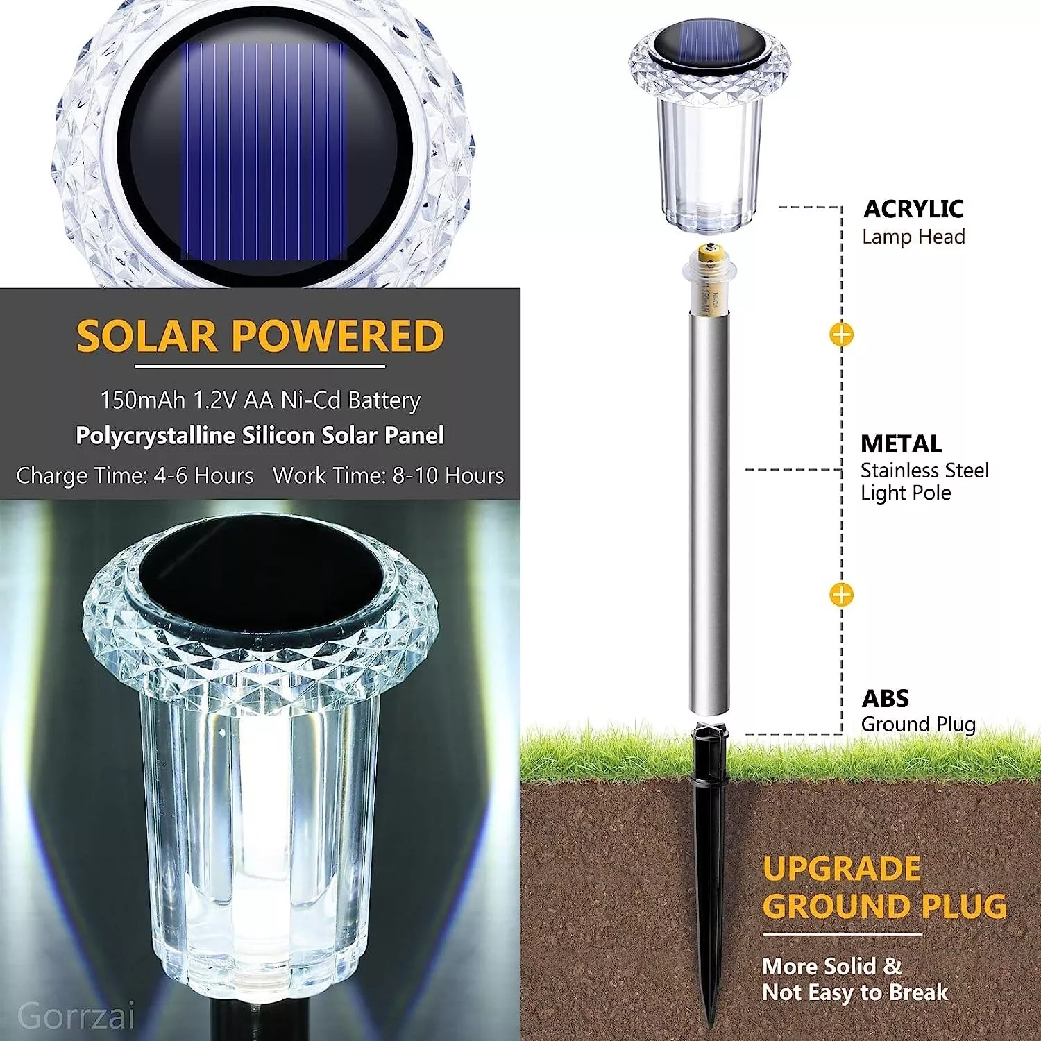12 Pack Solar Powered Garden Lights, LED Outdoor Landscape & Walkway Lighting, Dusk to Dawn, Waterproof Pathway Lights for Yard & Patio