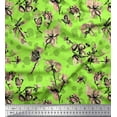 thumbnail image 1 of Soimoi Green Japan Crepe Satin Fabric Dragonfly,Floral & Texture Decor Fabric Printed BTY 42 Inch Wide, 1 of 1