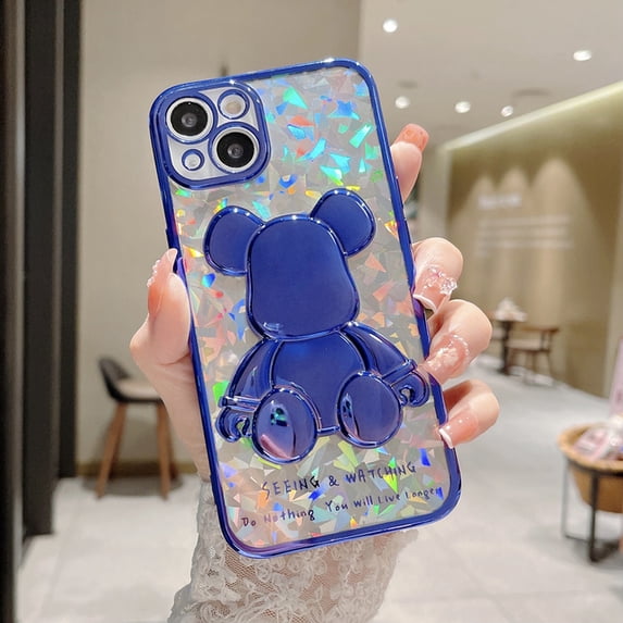 Shinny Bear Phone Case For iPhone Xs Max X Xr 11 12 13 Pro Max SE2 7 8 Plus Luxury Lens Protection Glitter Plating Cover