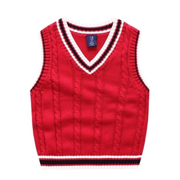 Chaleco de suéter para niños, chaleco sin mangas para niños de otoño, estilo preppy MFZFUKR BST2002122-4