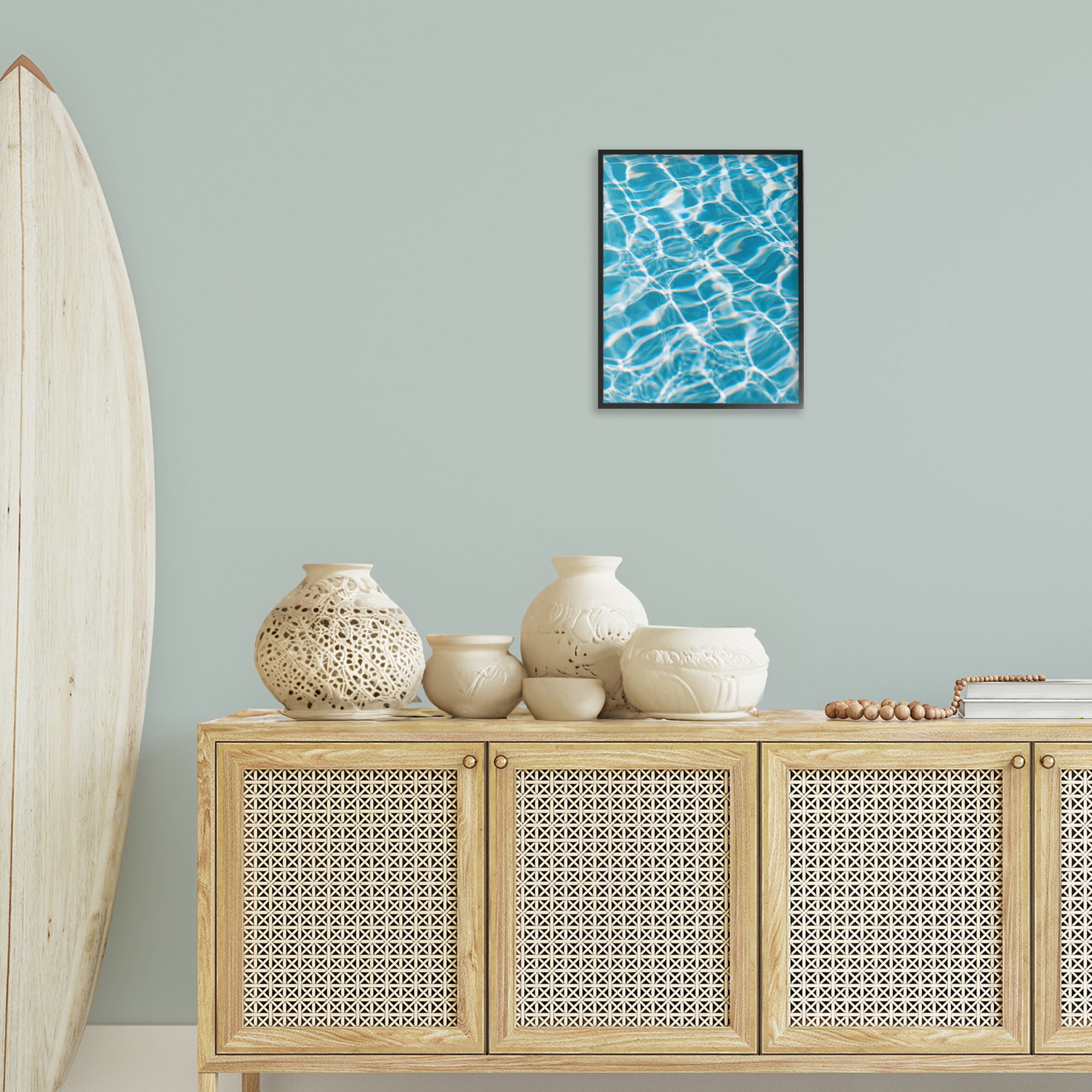 Stupell Industries Ocean Water Ripples Abstract Painting Black Framed Art Print Wall Art, 16 x 20