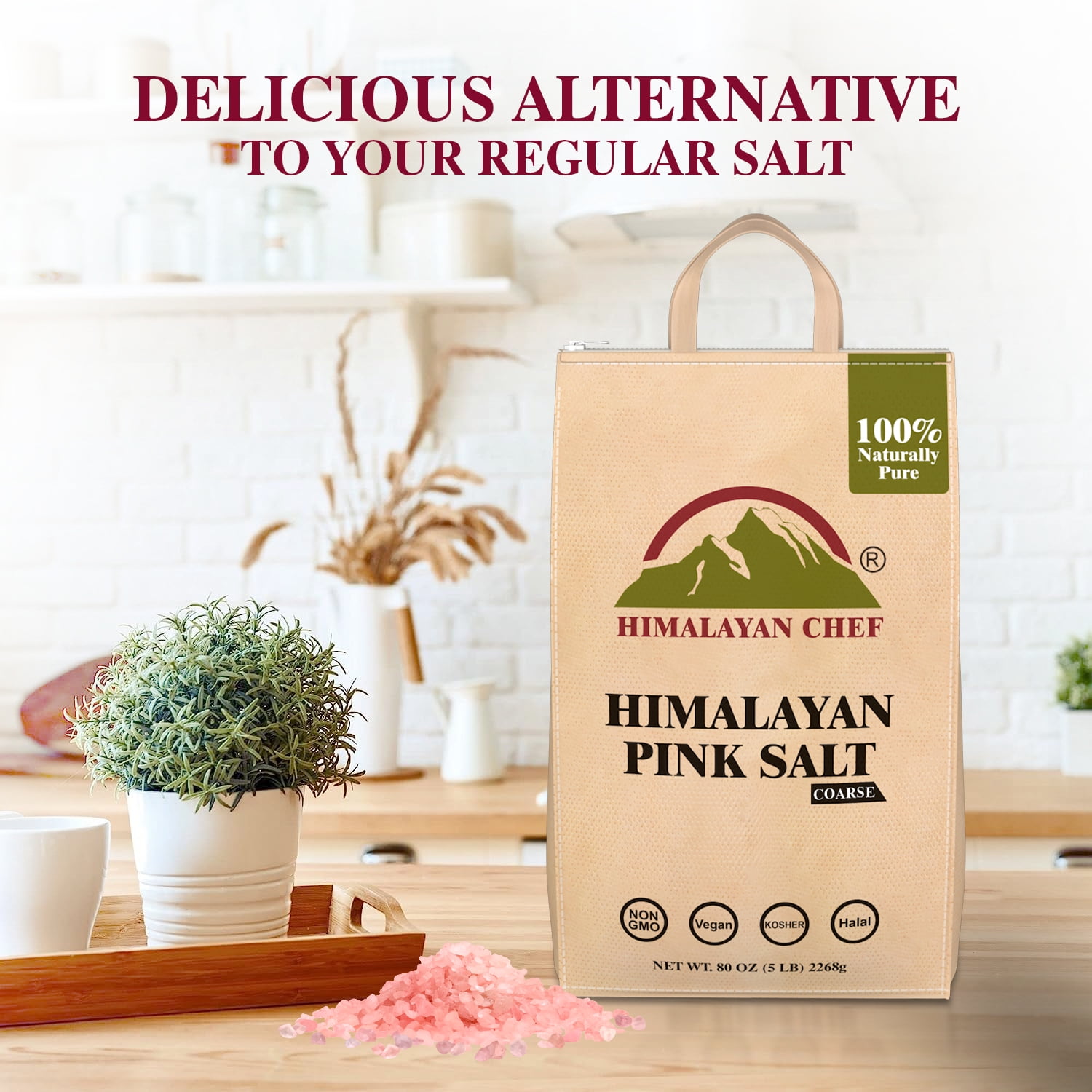 SALT 84 Pink Himalayan Salt - Coarse Grain, Non-GMO, 5lbs Each (Pack of 3)